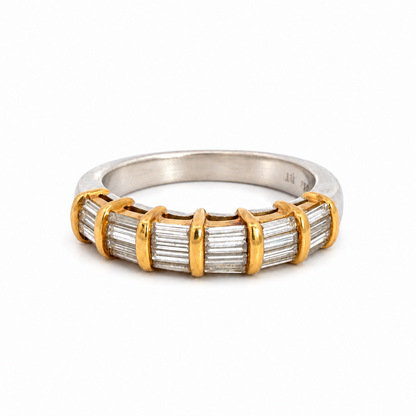 Platinum & 18K Yellow Gold Baguette Diamond Band