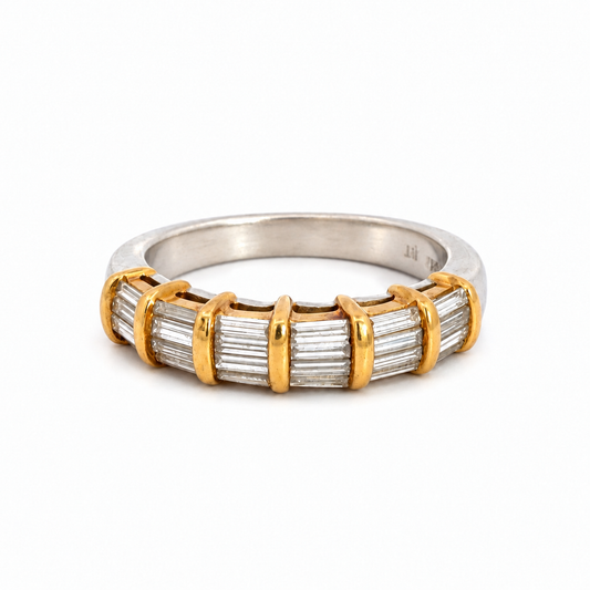 Platinum & 18K Yellow Gold Baguette Diamond Band
