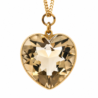 14K Yellow Gold Large Smoky Topaz Heart Pendant