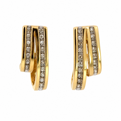 14K Yellow Gold Diamond Double Ribbon Earrings