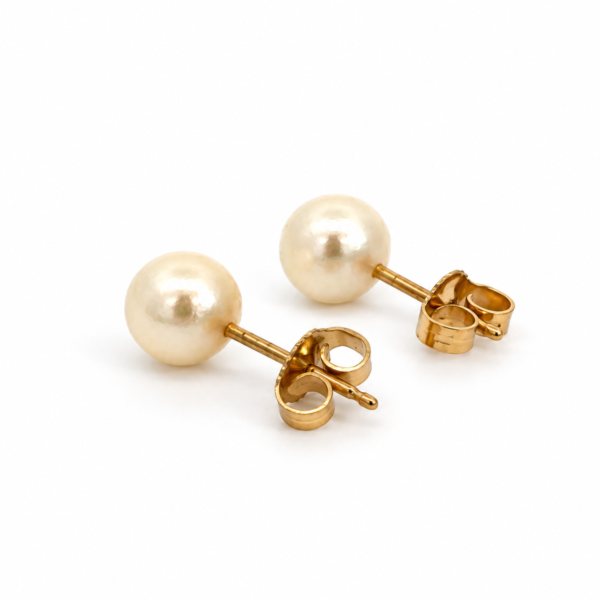 14K Yellow Gold 6mm Pearl Stud Earrings