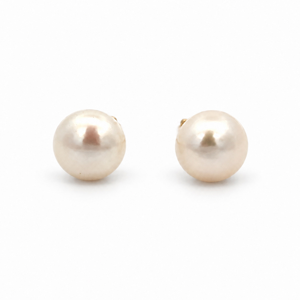 Yellow Gold Small Button Pearl Stud Earrings