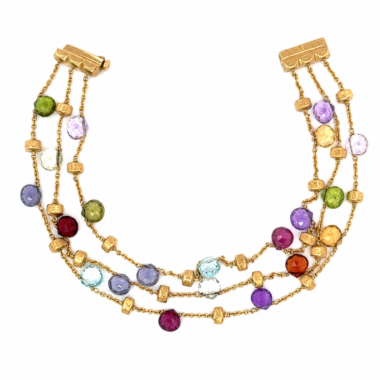 Marco Bicego Multi-Gemstone Three-Strand Bracelet in 18K Yellow Gold