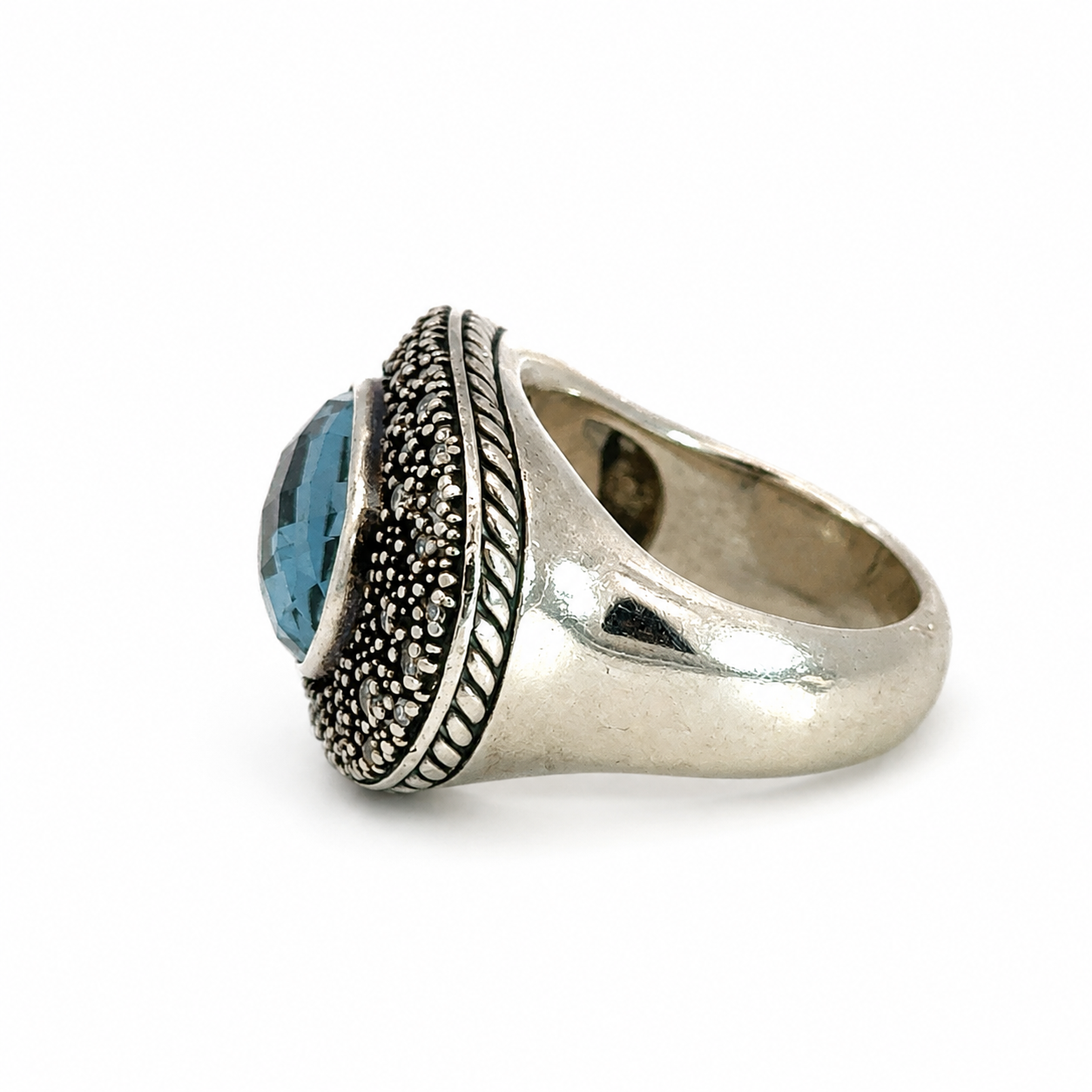 David Yurman Midnight Mélange Blue Topaz & Diamond Sterling Silver Ring – Size 6