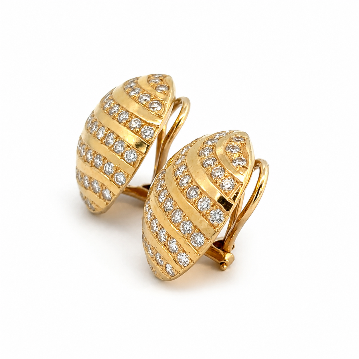 14K Yellow Gold Diamond Dome Clip-On Earrings