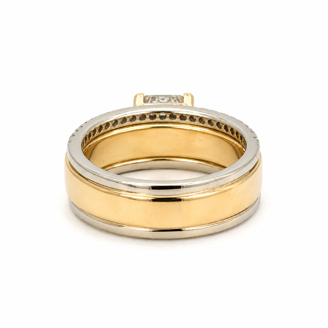 Gabriel & Co. Diamond Two-Tone Gold Ring with Diamond Border