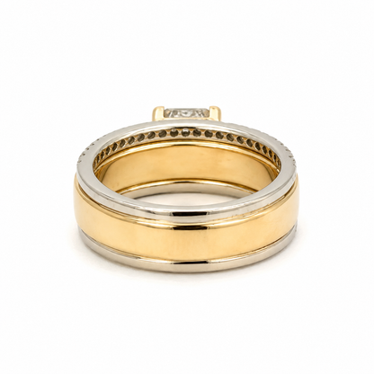Gabriel & Co. Diamond Two-Tone Gold Ring with Diamond Border