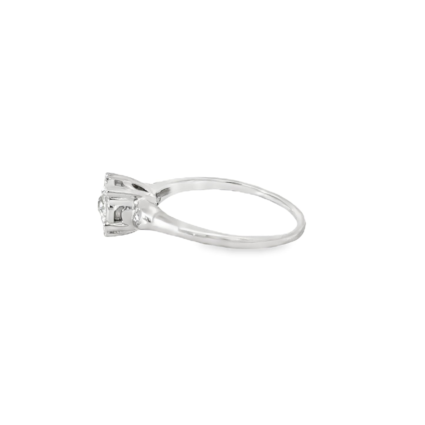 Sweet 14K White Gold Diamond Antique Engagement Ring