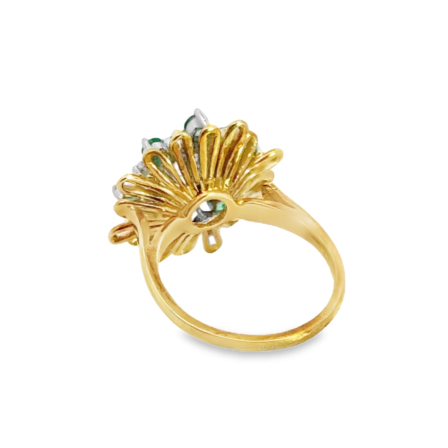 Lovely 18K Yellow Gold Emerald & Diamond Ring