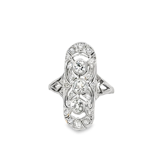 Elegant Platinum & Diamond Antique Engagement Ring