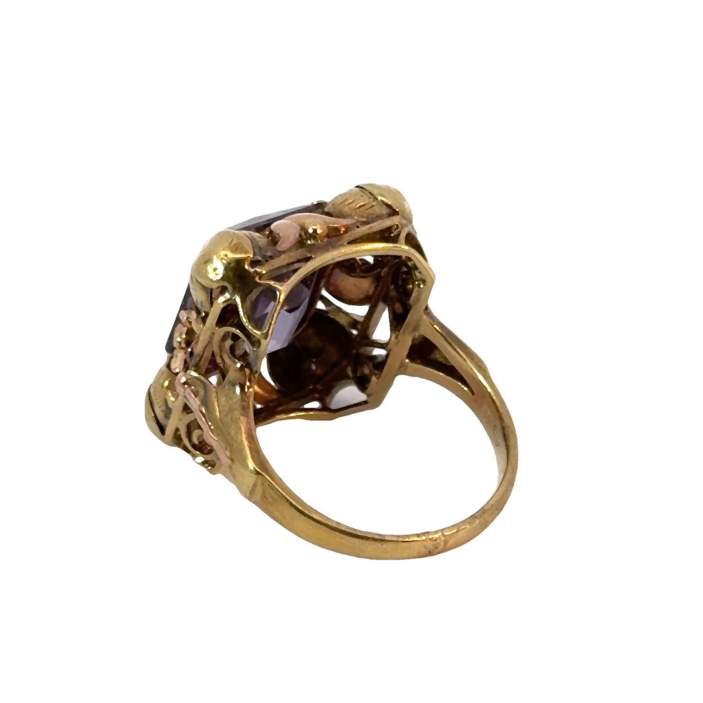 Retro 14K Yellow Gold Amethyst Ring