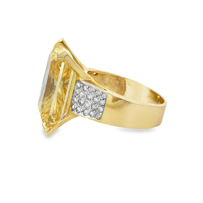 Glowing 14K Yellow Gold Citrine & Cubic Zirconia Ring