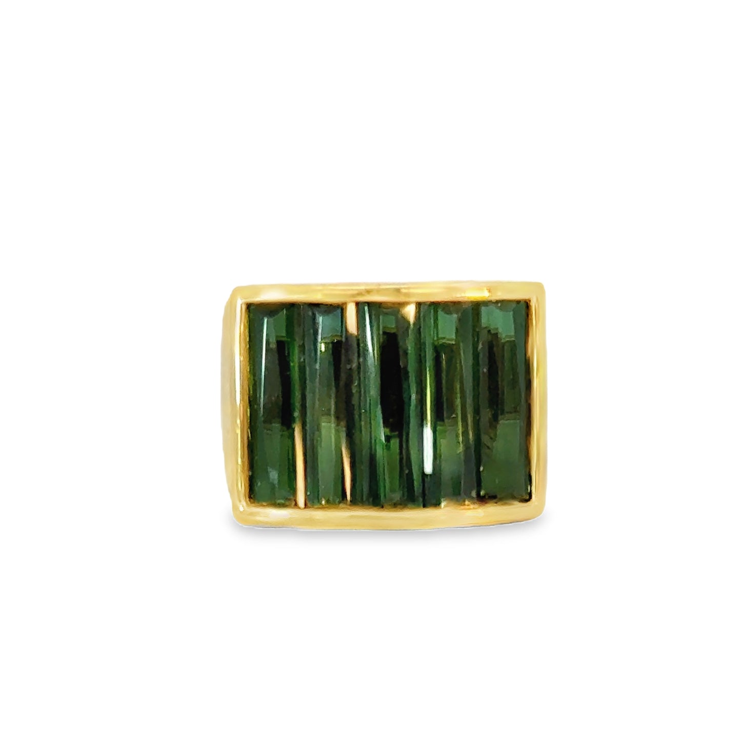 18K Yellow Gold Green Tourmaline French-Clip Earrings