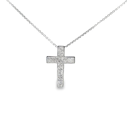 14K White Gold Diamond Cross