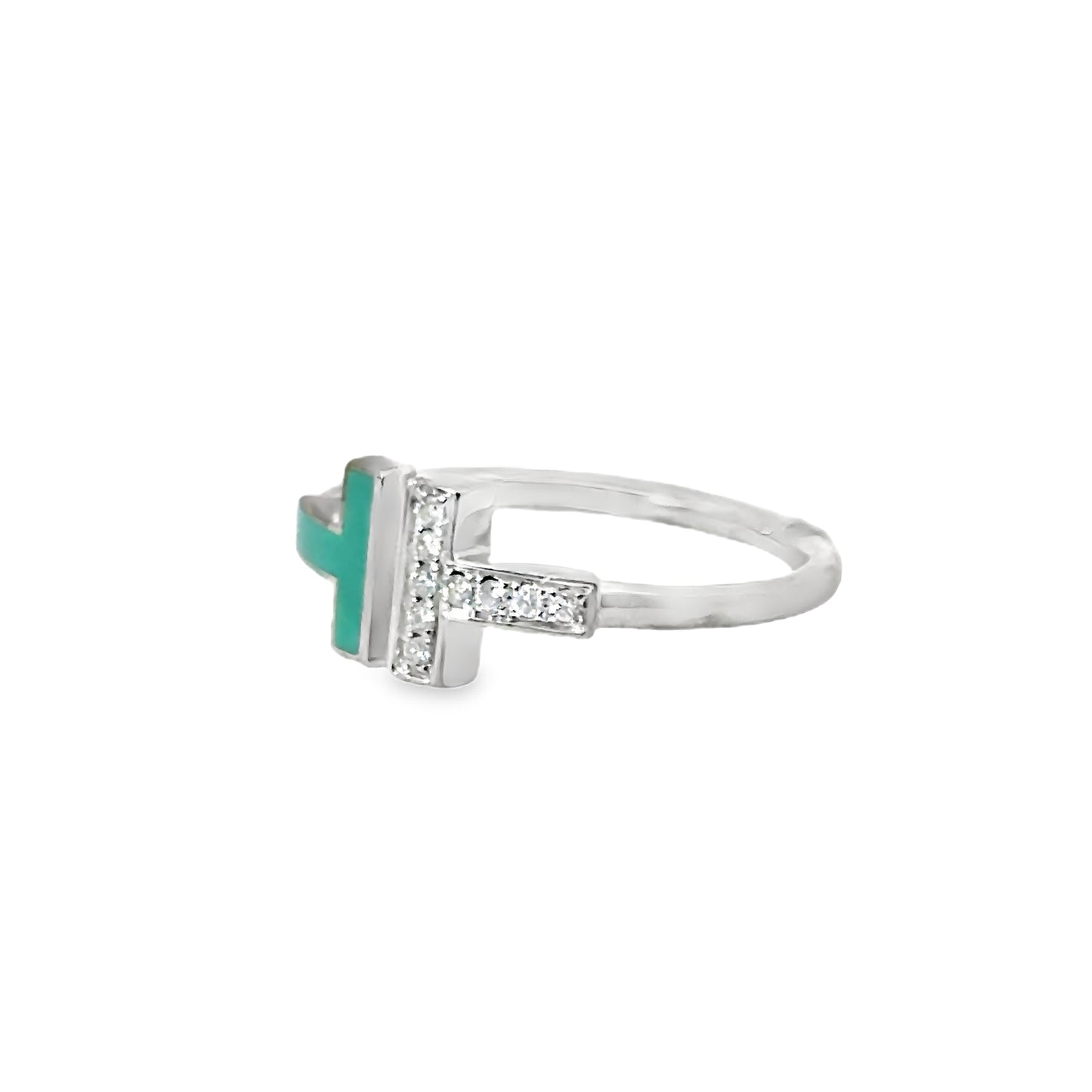 Tiffany T Wire Collection 18K White Gold Turquoise & Diamond Ring