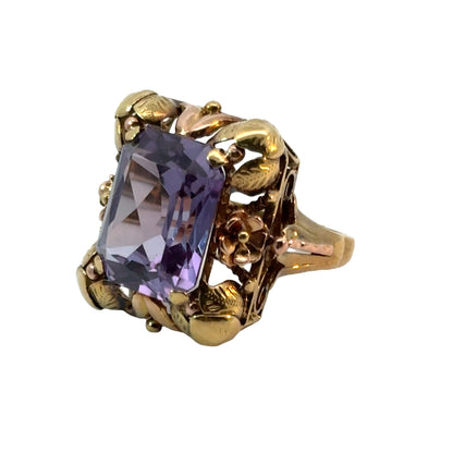 Retro 14K Yellow Gold Amethyst Ring