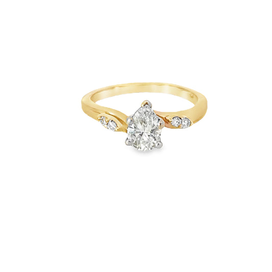 Vintage 14K Yellow Gold Pear-Shaped Diamond Engagement Ring