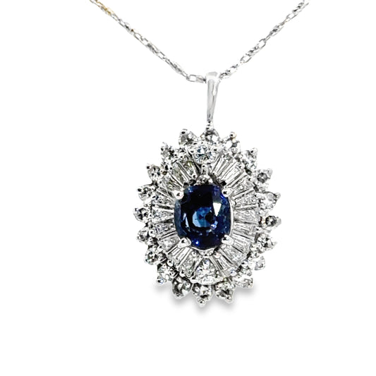 Starburst 14K White Gold Ceylon Sapphire & Diamond Pendant