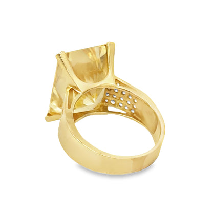 Glowing 14K Yellow Gold Citrine & Cubic Zirconia Ring