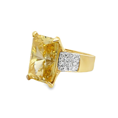 Glowing 14K Yellow Gold Citrine & Cubic Zirconia Ring