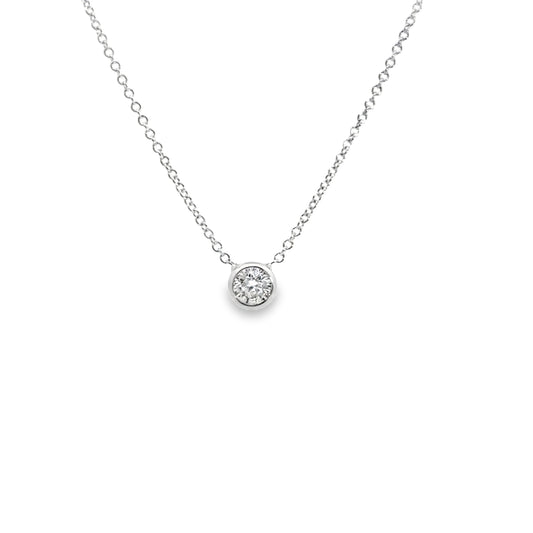 14K White Gold Diamond Solitaire Pendant