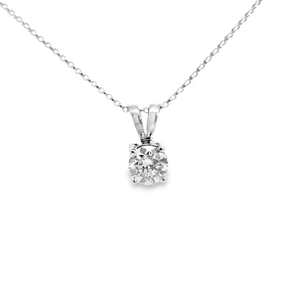 18K White Gold Solitaire Diamond Pendant