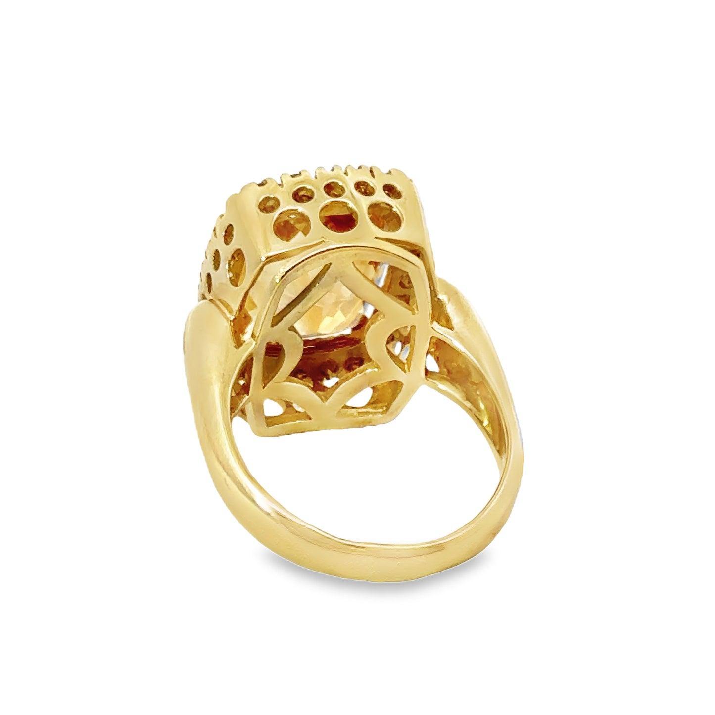 Dazzling 14K Yellow Gold Citrine & Diamond Halo Ring