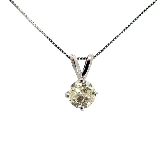 14K White Gold Classic Diamond Pendant