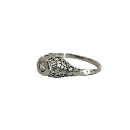 Antique 1920’s 14K White Gold & Diamond Engagement Ring