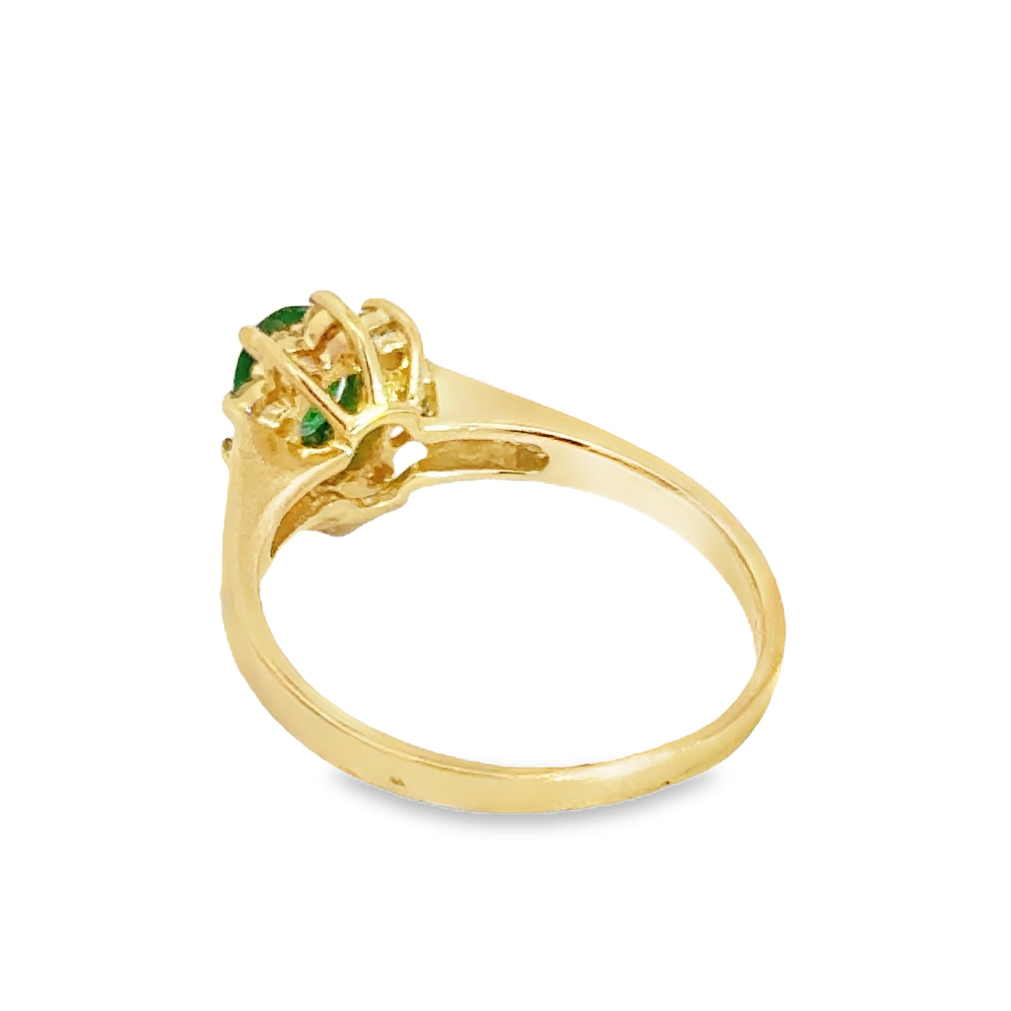 Elegant 14K Yellow Gold Emerald & Diamond Ring