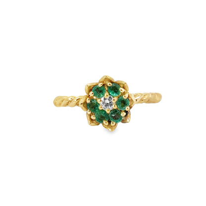 Whimsical 14K Yellow Gold & Emerald Tulip Ring