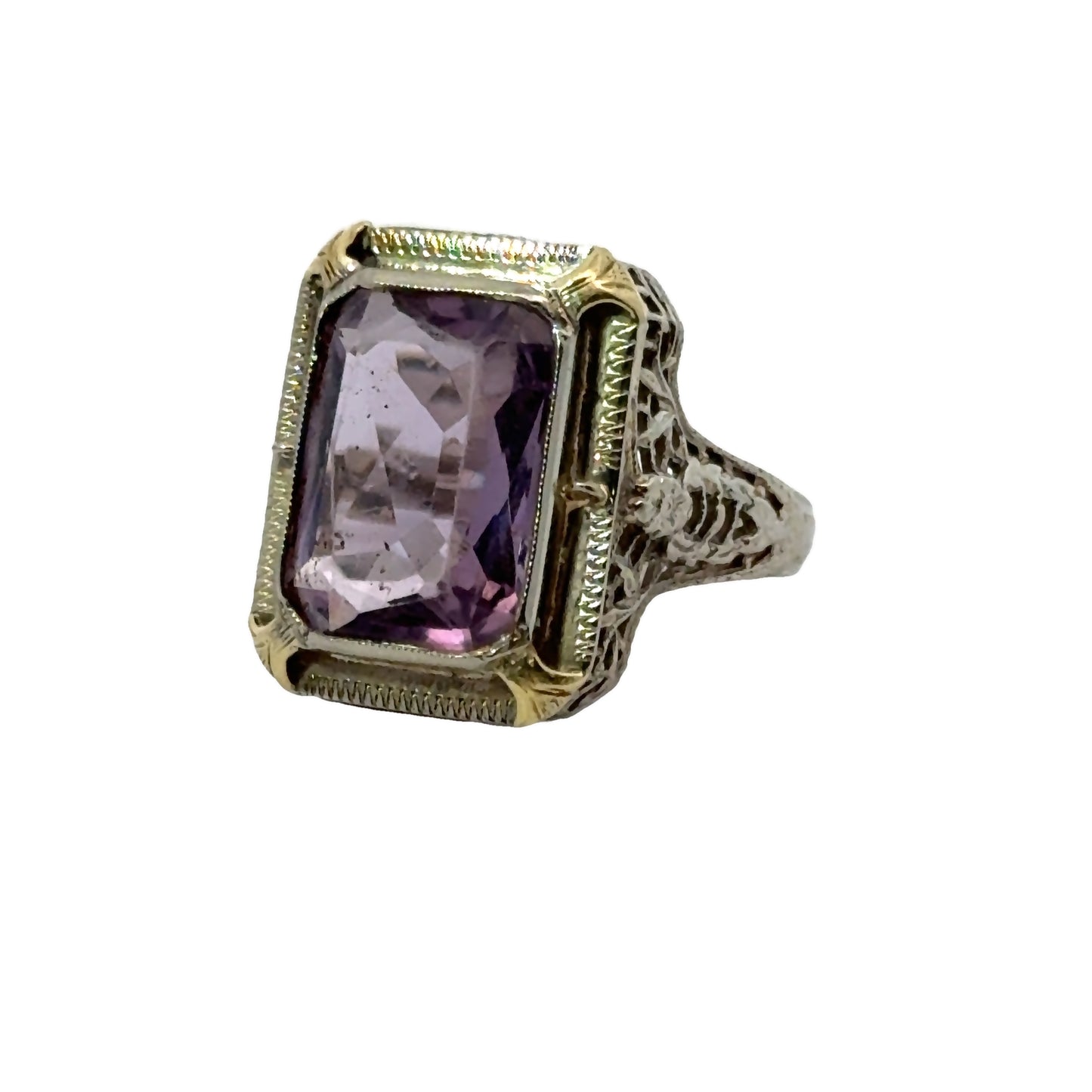 Timeless Vintage 14K White Gold Amethyst Ring