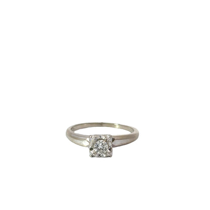 Elegant 1930’s 14K White Gold Diamond Engagement Ring