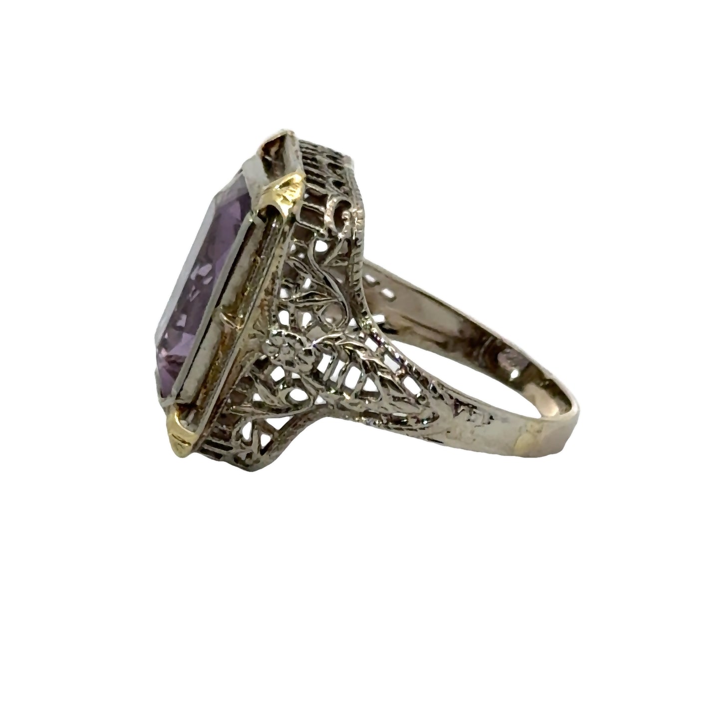 Timeless Vintage 14K White Gold Amethyst Ring