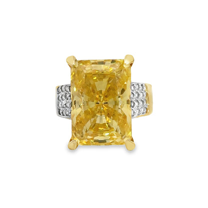 Glowing 14K Yellow Gold Citrine & Cubic Zirconia Ring