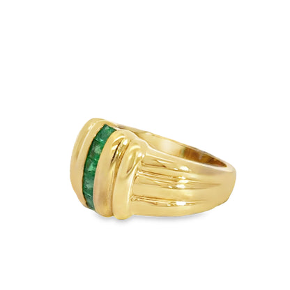 Modern 14K Yellow Gold & Emerald Band Ring