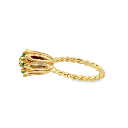 Whimsical 14K Yellow Gold & Emerald Tulip Ring