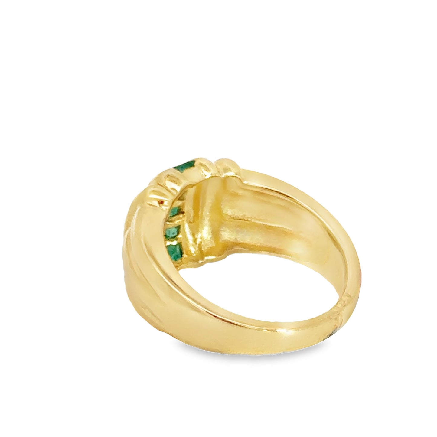 Modern 14K Yellow Gold & Emerald Band Ring