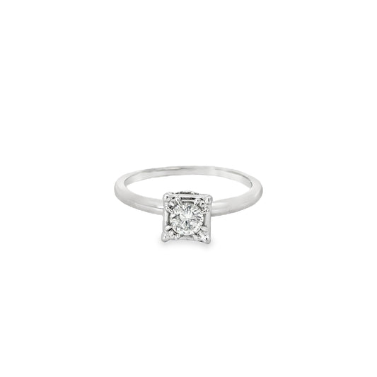 18K White Gold Antique Diamond Engagement Ring