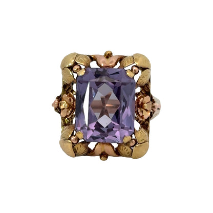 Retro 14K Yellow Gold Amethyst Ring