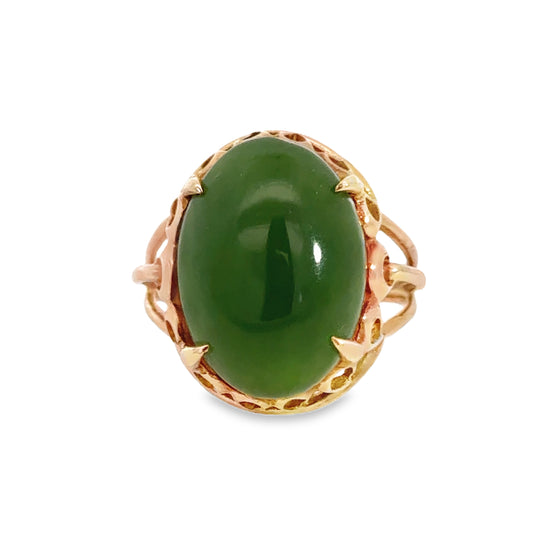 Beautiful Yellow Gold Jade Cocktail Ring