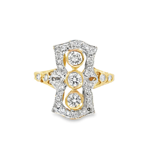 14K White Gold & Diamond Antique Engagement Ring