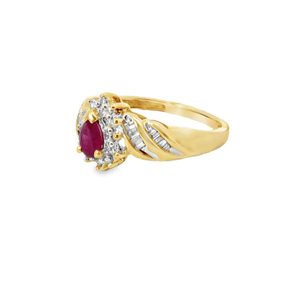 Classic Yellow Gold Ruby & Diamond Ring