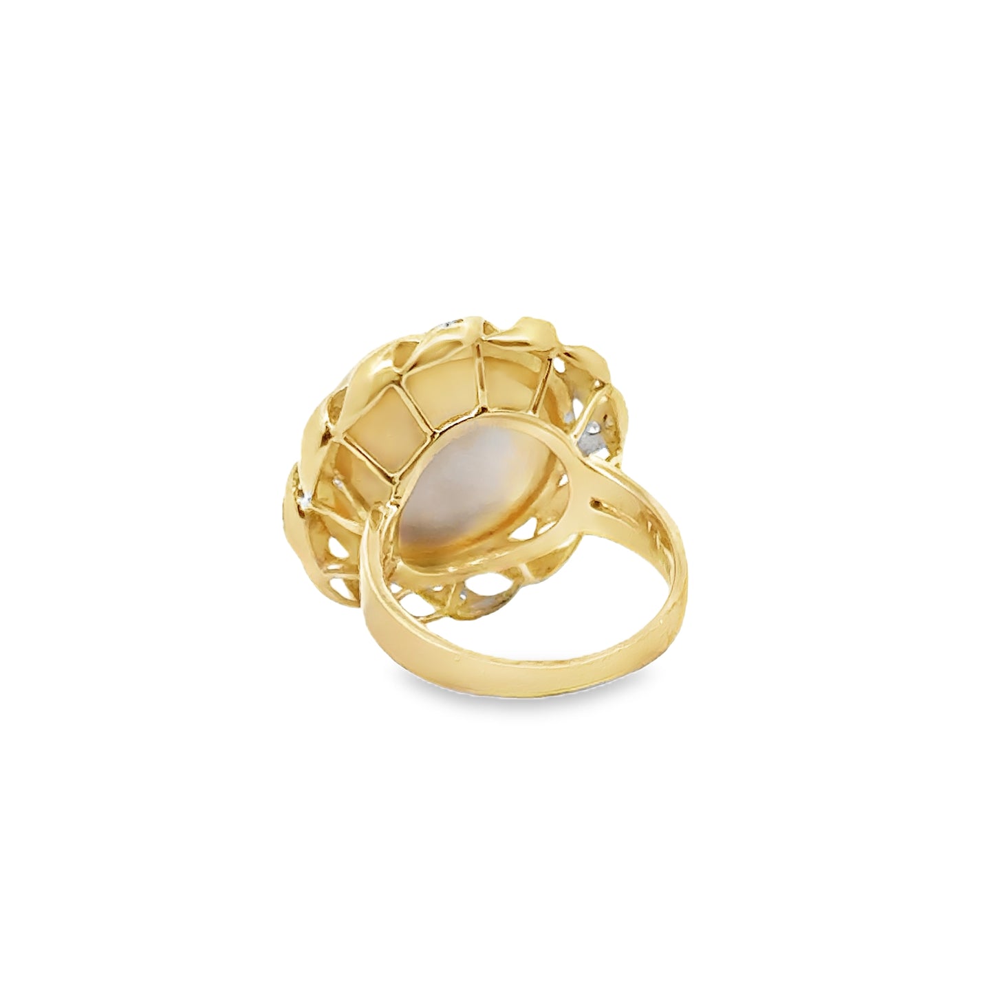 Lovely 14K Yellow Gold Pearl & Diamond Ring