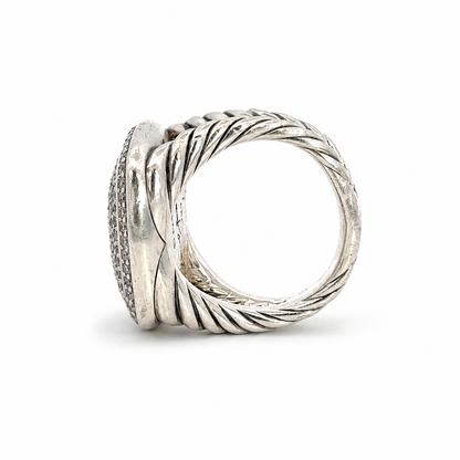 David Yurman Large Albion Pavé Diamond Sterling Silver Statement Ring