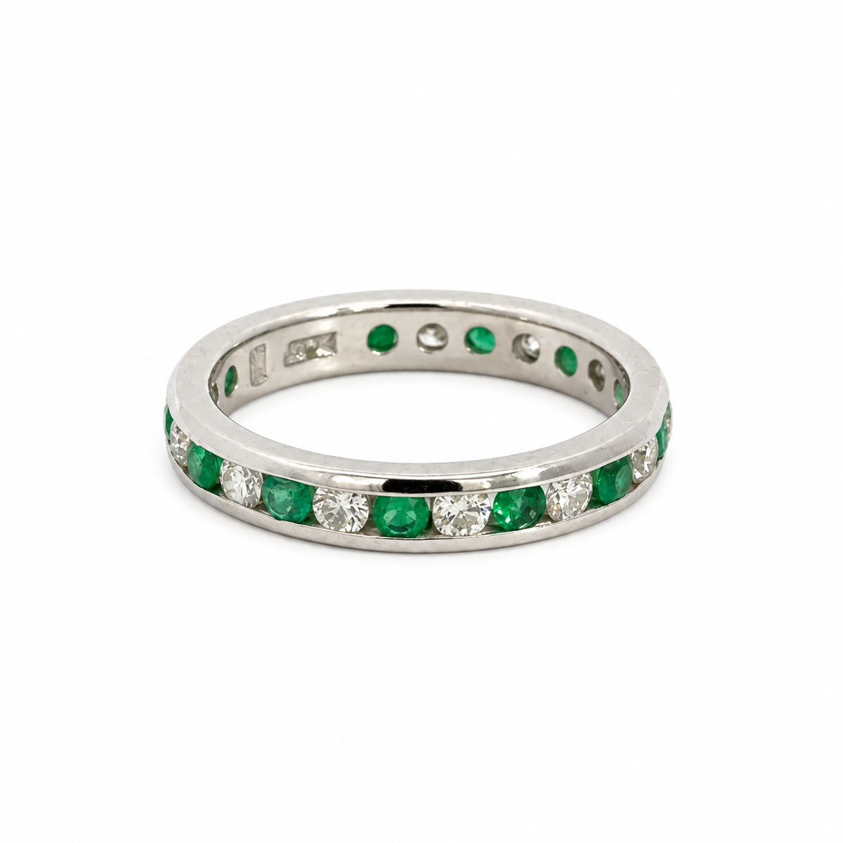 Platinum Emerald & Diamond Eternity Band