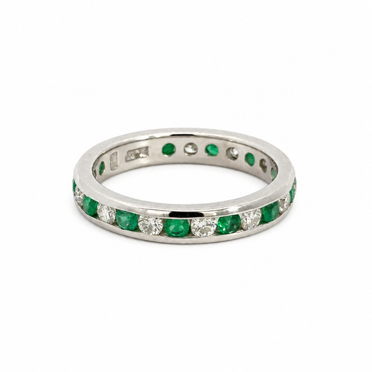 Platinum Emerald & Diamond Eternity Band