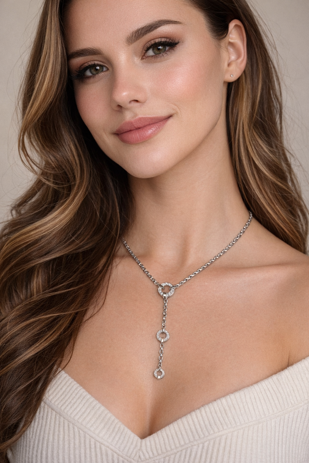 Di Modolo Diamond Lariat Necklace in 18K White Gold