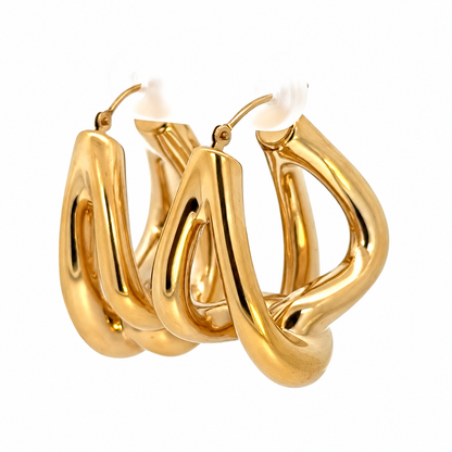 14K Yellow Gold Sculptural Hoop Earrings