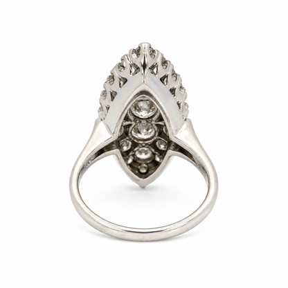 14K White Gold Diamond Navette Ring
